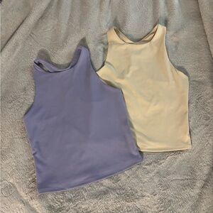 Elegant Women's Tank Tops in Purple and Cream